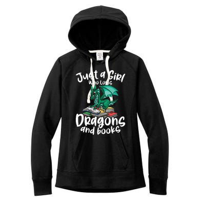 Just A Girl Who Loves Dragons And Books Reading Dragon Women's Fleece Hoodie