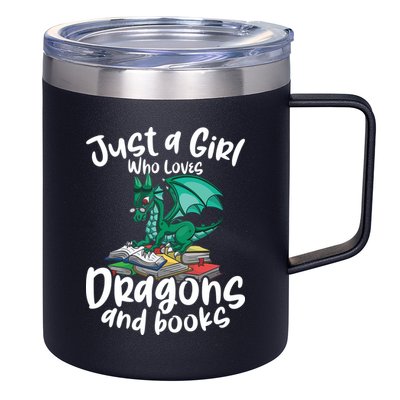 Just A Girl Who Loves Dragons And Books Reading Dragon 12oz Stainless Steel Coffee Mug