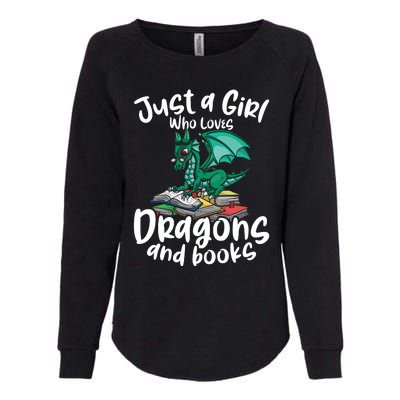 Just A Girl Who Loves Dragons And Books Reading Dragon Womens California Wash Sweatshirt