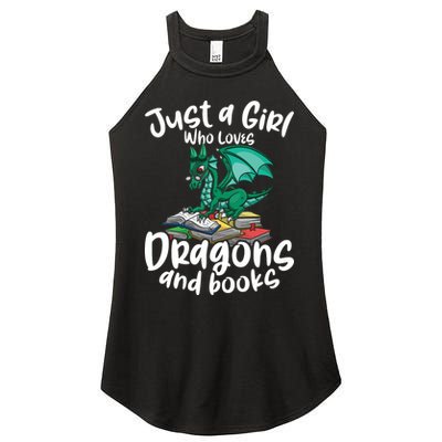 Just A Girl Who Loves Dragons And Books Reading Dragon Women's Perfect Tri Rocker Tank