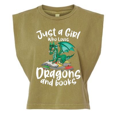 Just A Girl Who Loves Dragons And Books Reading Dragon Garment-Dyed Women's Muscle Tee