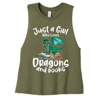 Just A Girl Who Loves Dragons And Books Reading Dragon Women's Racerback Cropped Tank