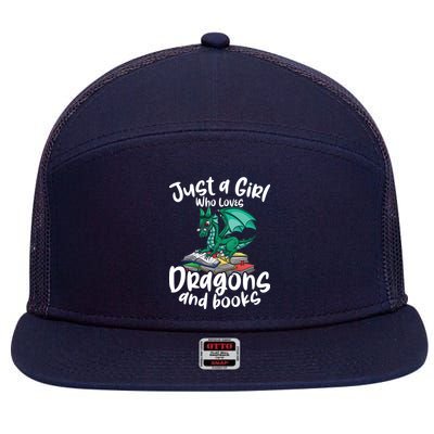 Just A Girl Who Loves Dragons And Books Reading Dragon 7 Panel Mesh Trucker Snapback Hat