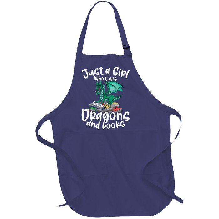 Just A Girl Who Loves Dragons And Books Reading Dragon Full-Length Apron With Pockets