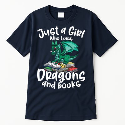 Just A Girl Who Loves Dragons And Books Reading Dragon Tall T-Shirt