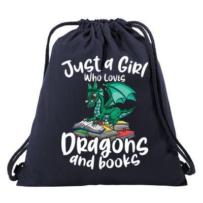 Just A Girl Who Loves Dragons And Books Reading Dragon Drawstring Bag