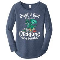 Just A Girl Who Loves Dragons And Books Reading Dragon Women's Perfect Tri Tunic Long Sleeve Shirt