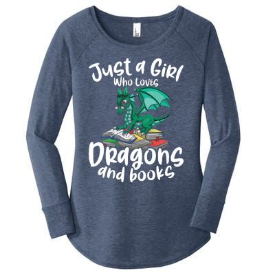 Just A Girl Who Loves Dragons And Books Reading Dragon Women's Perfect Tri Tunic Long Sleeve Shirt