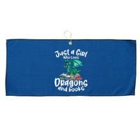 Just A Girl Who Loves Dragons And Books Reading Dragon Large Microfiber Waffle Golf Towel