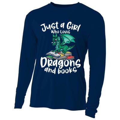 Just A Girl Who Loves Dragons And Books Reading Dragon Cooling Performance Long Sleeve Crew