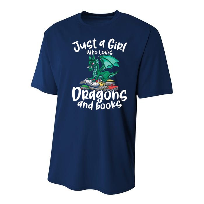 Just A Girl Who Loves Dragons And Books Reading Dragon Youth Performance Sprint T-Shirt