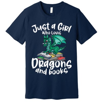 Just A Girl Who Loves Dragons And Books Reading Dragon Premium T-Shirt