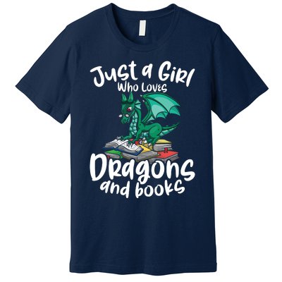 Just A Girl Who Loves Dragons And Books Reading Dragon Premium T-Shirt