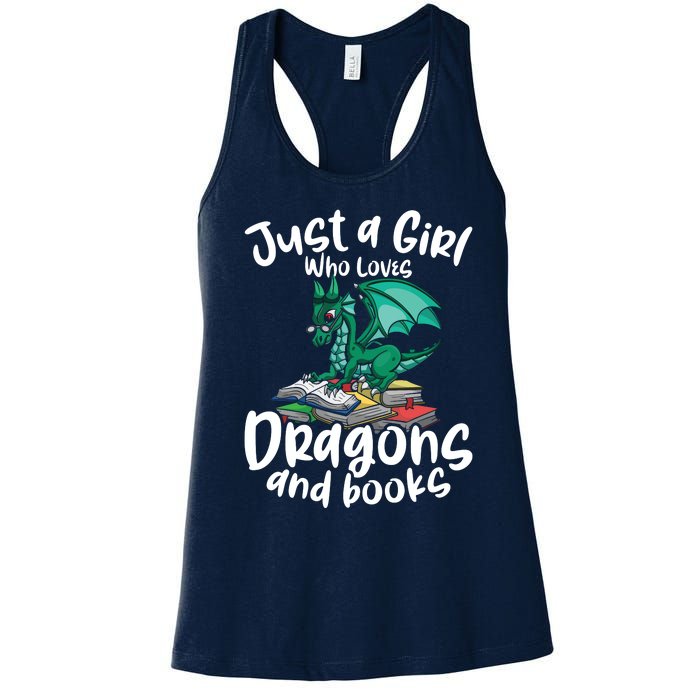 Just A Girl Who Loves Dragons And Books Reading Dragon Women's Racerback Tank