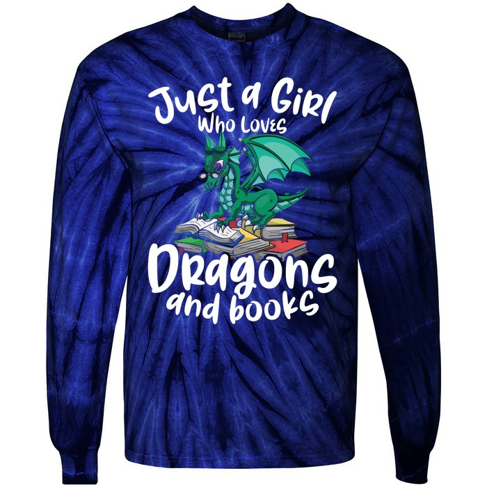 Just A Girl Who Loves Dragons And Books Reading Dragon Tie-Dye Long Sleeve Shirt