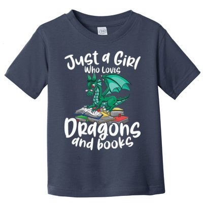 Just A Girl Who Loves Dragons And Books Reading Dragon Toddler T-Shirt