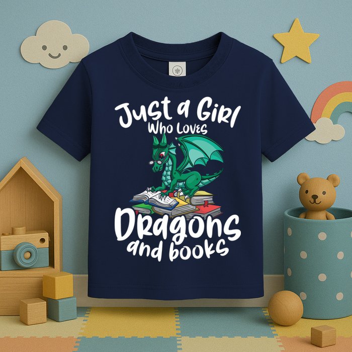 Just A Girl Who Loves Dragons And Books Reading Dragon Toddler T-Shirt