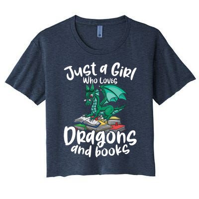 Just A Girl Who Loves Dragons And Books Reading Dragon Women's Crop Top Tee