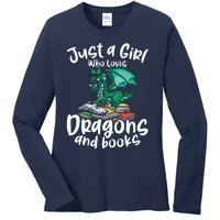 Just A Girl Who Loves Dragons And Books Reading Dragon Ladies Long Sleeve Shirt