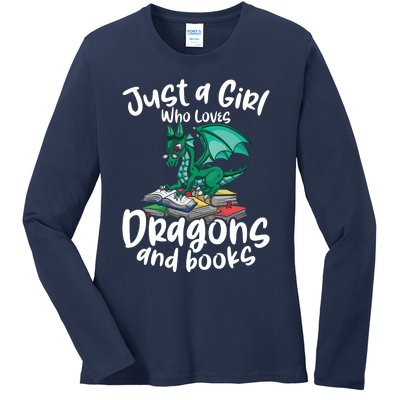 Just A Girl Who Loves Dragons And Books Reading Dragon Ladies Long Sleeve Shirt