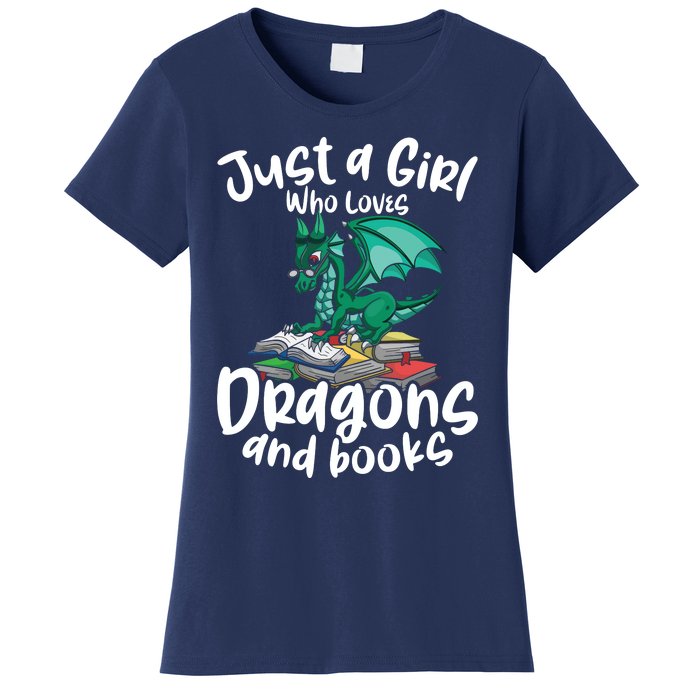 Just A Girl Who Loves Dragons And Books Reading Dragon Women's T-Shirt