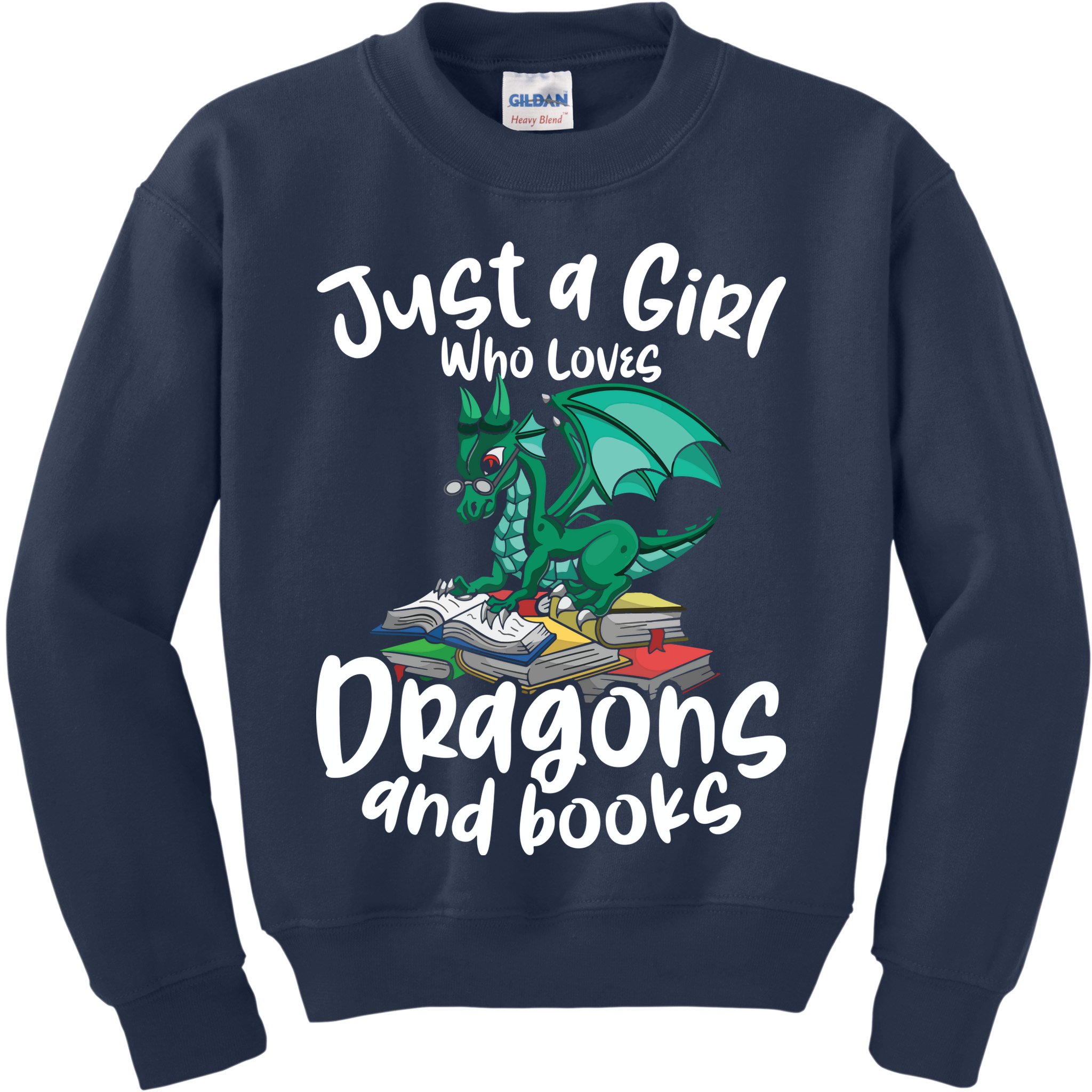 Just A Girl Who Loves Dragons And Books Reading Dragon Kids Sweatshirt