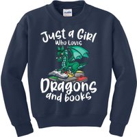 Just A Girl Who Loves Dragons And Books Reading Dragon Kids Sweatshirt