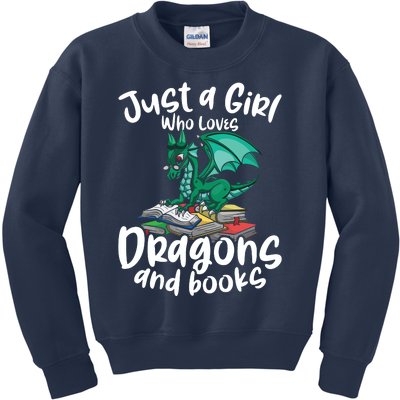 Just A Girl Who Loves Dragons And Books Reading Dragon Kids Sweatshirt