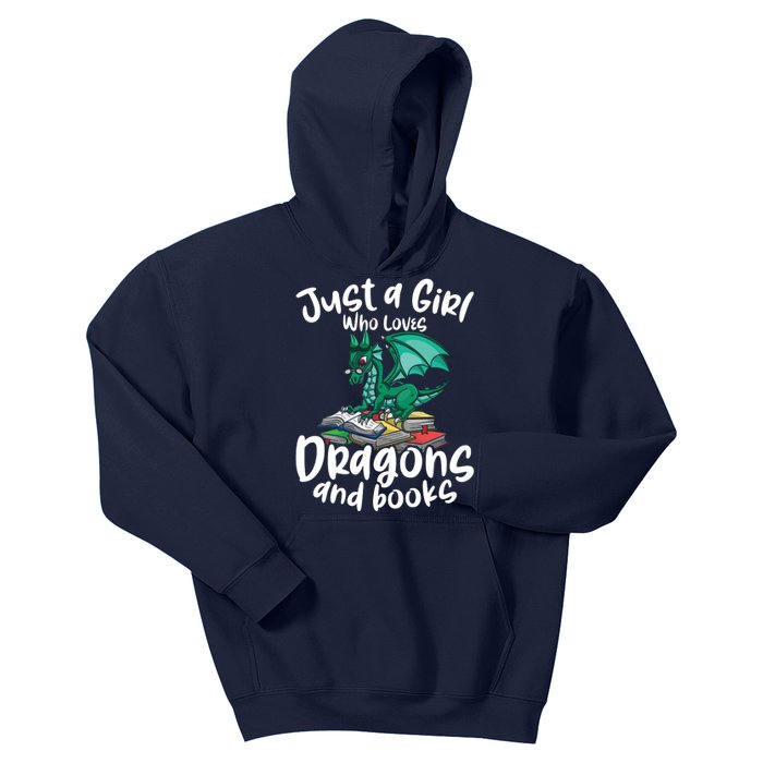 Just A Girl Who Loves Dragons And Books Reading Dragon Kids Hoodie