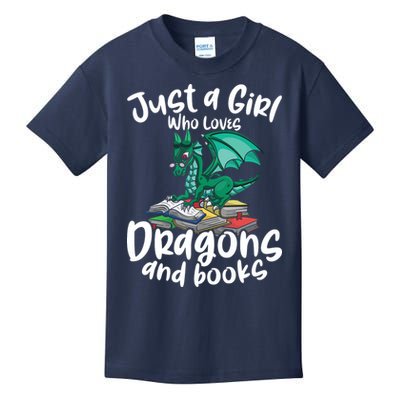 Just A Girl Who Loves Dragons And Books Reading Dragon Kids T-Shirt