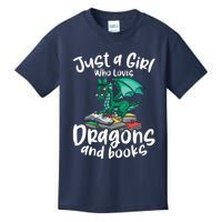 Just A Girl Who Loves Dragons And Books Reading Dragon Kids T-Shirt