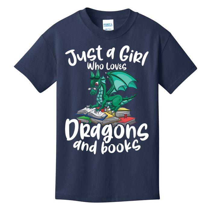 Just A Girl Who Loves Dragons And Books Reading Dragon Kids T-Shirt