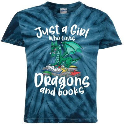 Just A Girl Who Loves Dragons And Books Reading Dragon Kids Tie-Dye T-Shirt