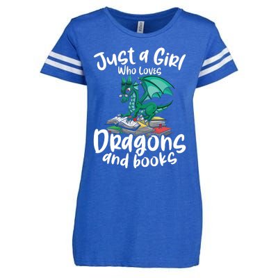 Just A Girl Who Loves Dragons And Books Reading Dragon Enza Ladies Jersey Football T-Shirt