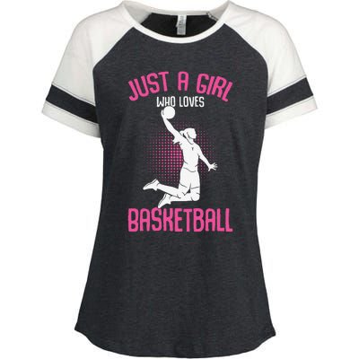 Just A Girl Who Loves Basketball Enza Ladies Jersey Colorblock Tee