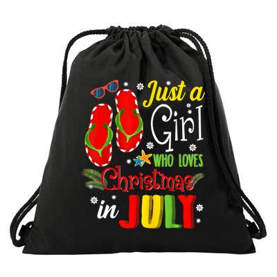 Just A Girl Who Loves Christmas In July Summer Vacation Gift Drawstring Bag