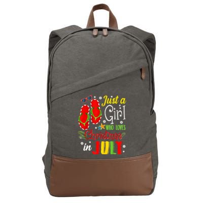 Just A Girl Who Loves Christmas In July Summer Vacation Gift Cotton Canvas Backpack