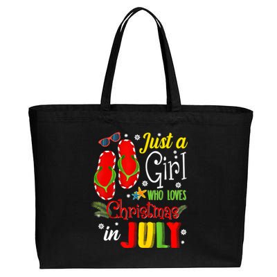 Just A Girl Who Loves Christmas In July Summer Vacation Gift Cotton Canvas Jumbo Tote