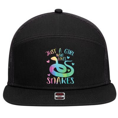 Just A Girl Who Loves Snakes Cute Snake Themed Lover Girl 7 Panel Mesh Trucker Snapback Hat