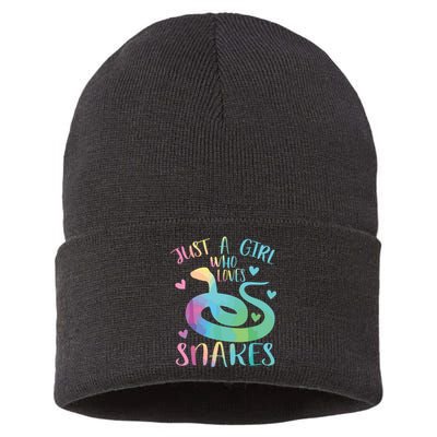 Just A Girl Who Loves Snakes Cute Snake Themed Lover Girl Sustainable Knit Beanie