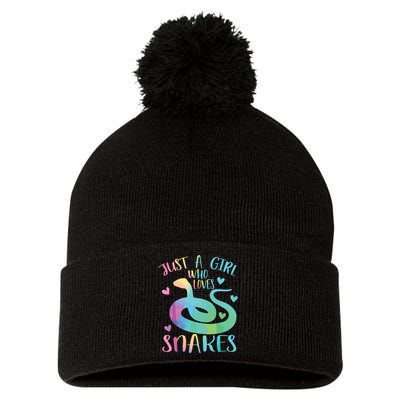 Just A Girl Who Loves Snakes Cute Snake Themed Lover Girl Pom Pom 12in Knit Beanie