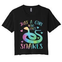 Just A Girl Who Loves Snakes Cute Snake Themed Lover Girl Women's Crop Top Tee