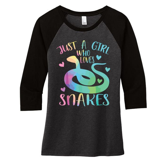 Just A Girl Who Loves Snakes Cute Snake Themed Lover Girl Women's Tri-Blend 3/4-Sleeve Raglan Shirt