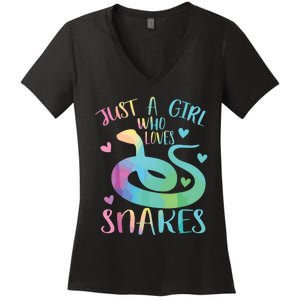 Just A Girl Who Loves Snakes Cute Snake Themed Lover Girl Women's V-Neck T-Shirt