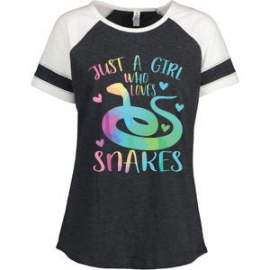 Just A Girl Who Loves Snakes Cute Snake Themed Lover Girl Enza Ladies Jersey Colorblock Tee