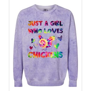 Just A Girl Who Loves Chickens Girl Farmer (3) Colorblast Crewneck Sweatshirt