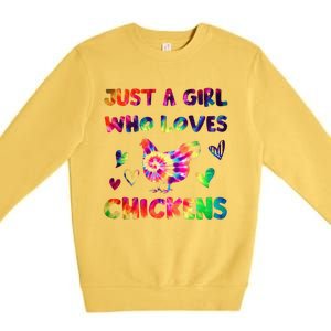 Just A Girl Who Loves Chickens Girl Farmer (3) Premium Crewneck Sweatshirt