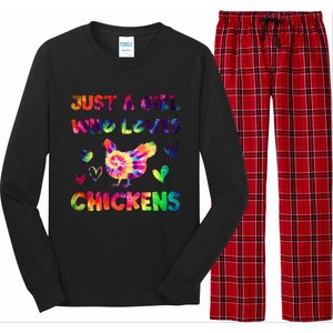 Just A Girl Who Loves Chickens Girl Farmer (3) Long Sleeve Pajama Set