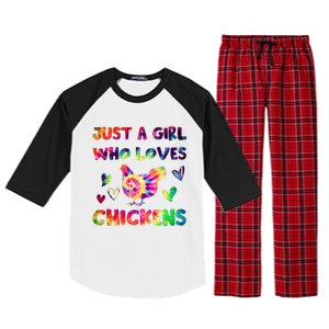 Just A Girl Who Loves Chickens Girl Farmer (3) Raglan Sleeve Pajama Set