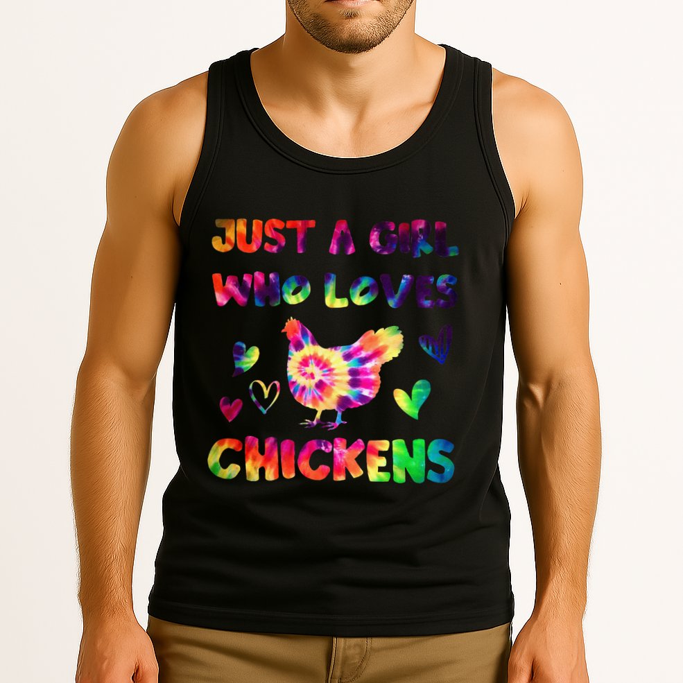 Just A Girl Who Loves Chickens Girl Farmer (3) Tank Top